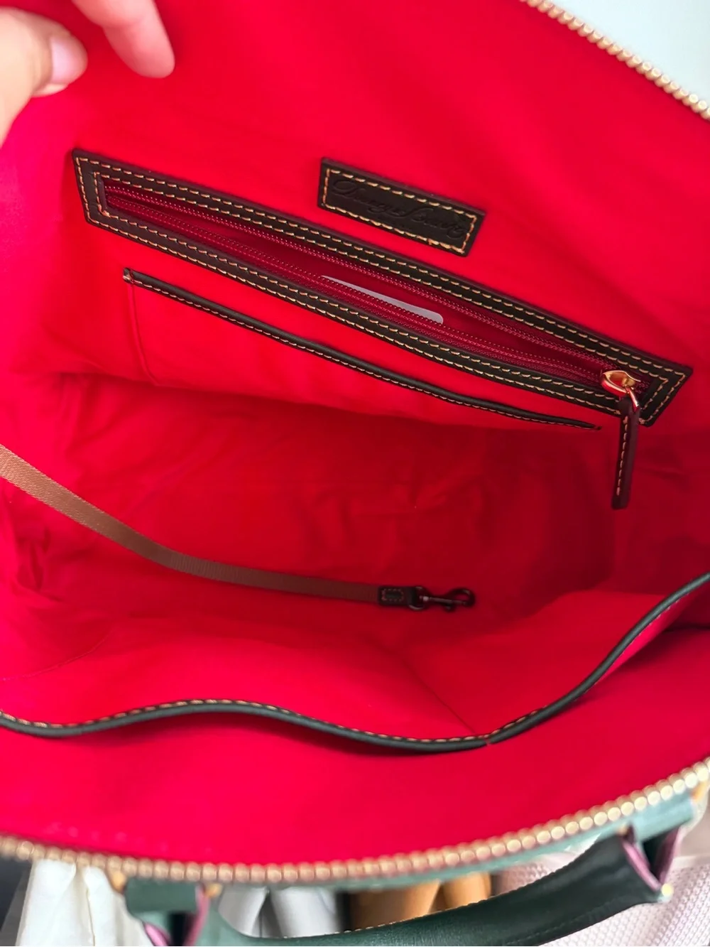 Dooney & Bourke Green Leather Satchel with Red Trim archives 2009 Juliet Bag
